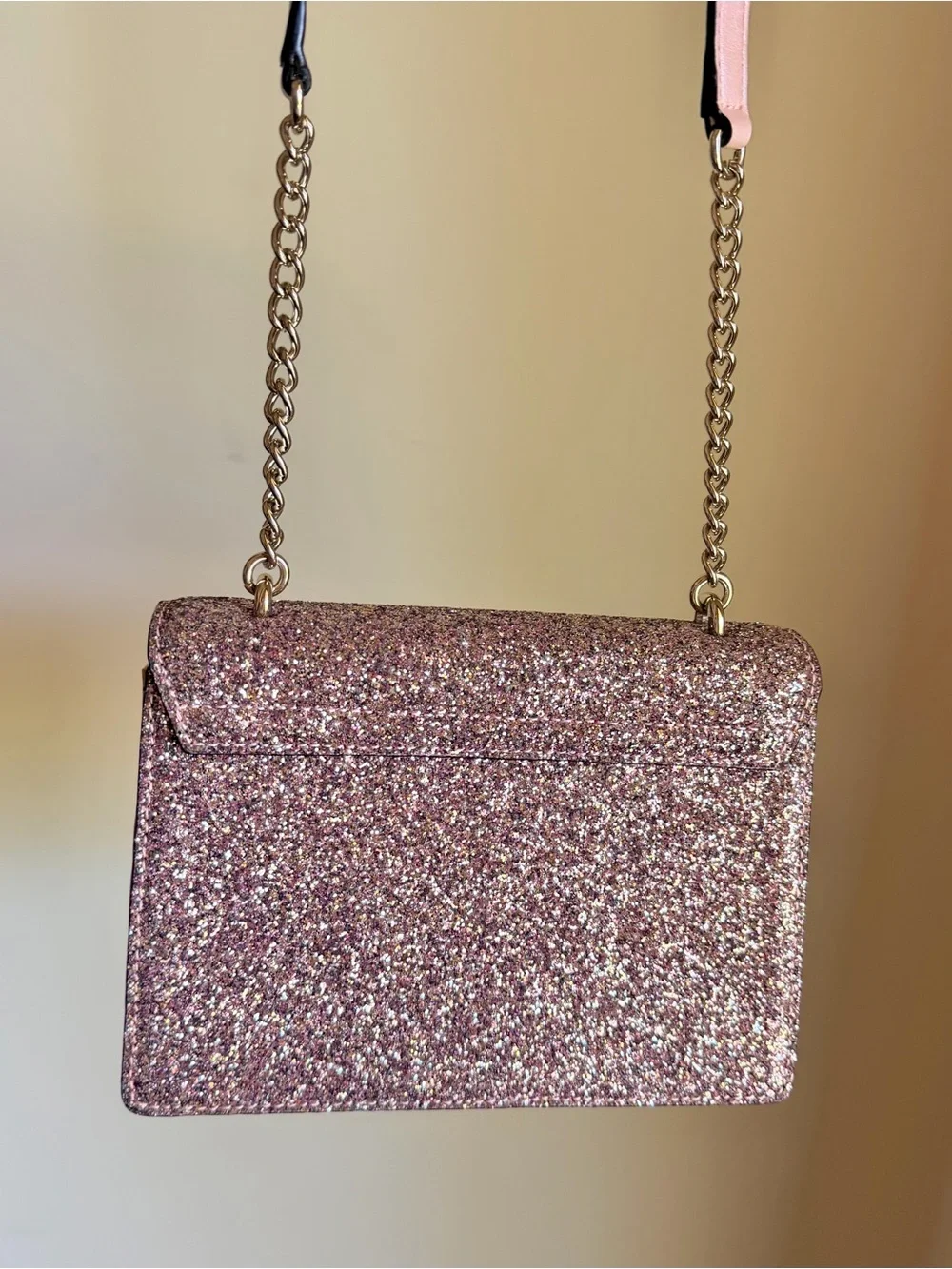 Kate Spade Sunset Lane Eden rose gold glitter crossbody bag NWOT